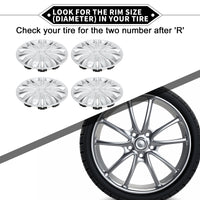 4 Pcs Car Wheel Rim Hub Cover Wheel Hub Caps R16 / 16 Inch Universal for Car Pickup Truck SUV Plastic Silver Tone
