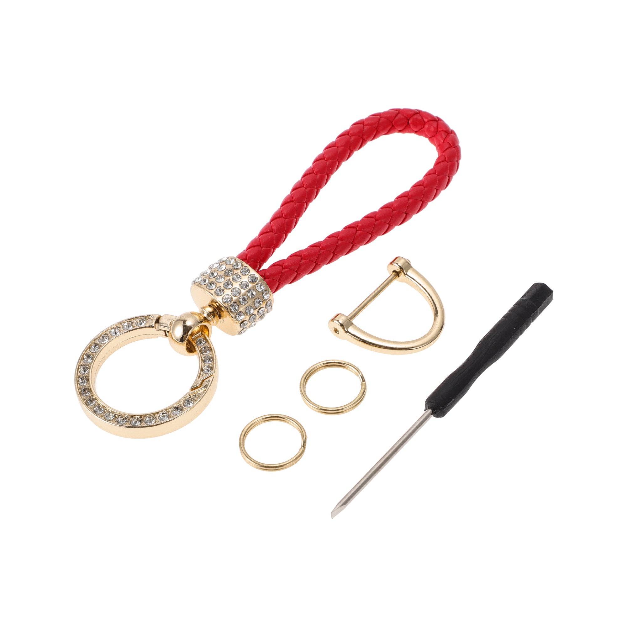 1 Set Key Chain w/ Ring for Car for Women Men Microfiber Leather Red ...