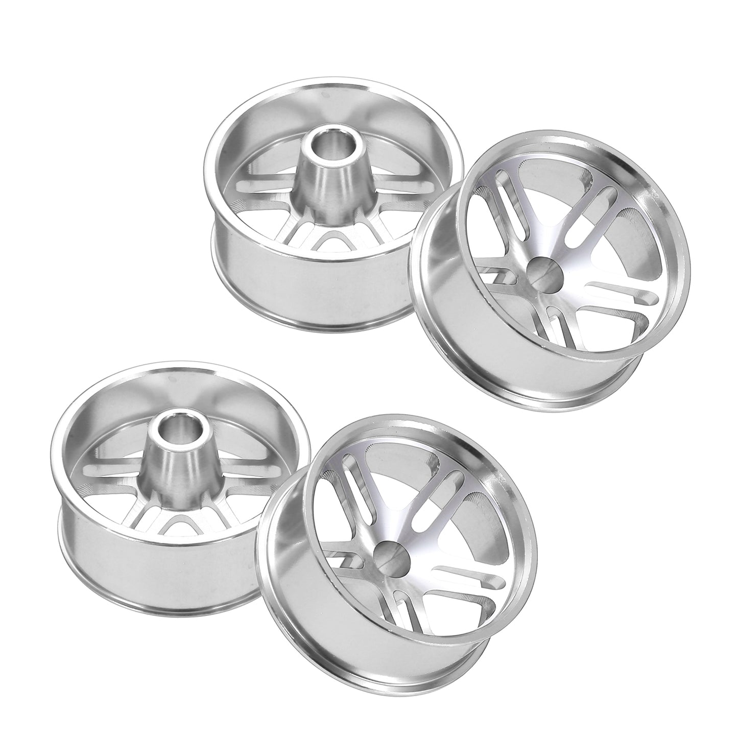 4Pcs 23.5mm OD RC Car Wheel Rims 5-Spoke Aluminum Alloy for RC Car, Silver